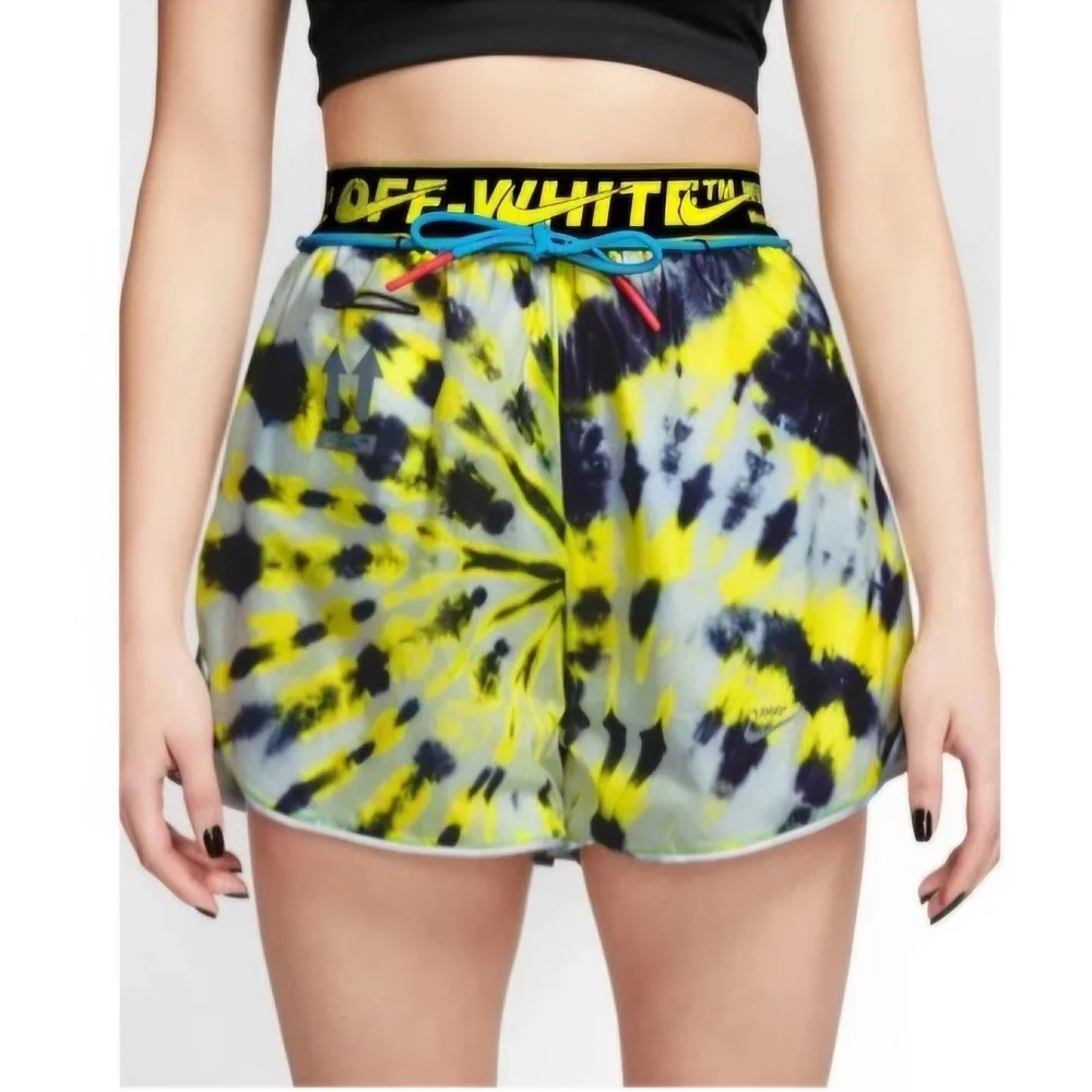 Nike Off-White Nike Off-White Women's Tie-Dye Shorts - Yellow and Blue - Picture 1 of 6